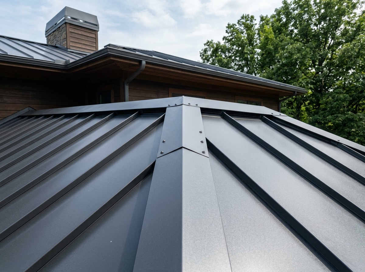 Completed standing seam steel roof installation on a Florida Panhandle home
